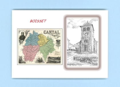 Cartes Postales impression Noir avec dpartement sur la ville de BOISSET Titre : eglise