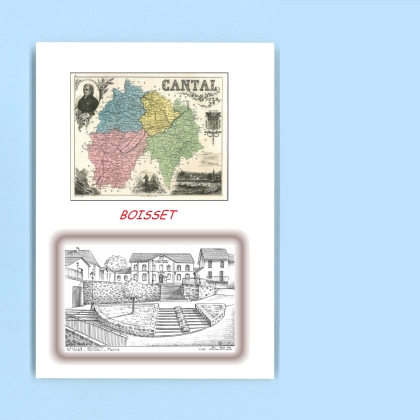 Cartes Postales impression Noir avec dpartement sur la ville de BOISSET Titre : mairie