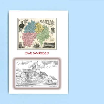 Cartes Postales impression Noir avec dpartement sur la ville de CHALINARGUES Titre : eglise