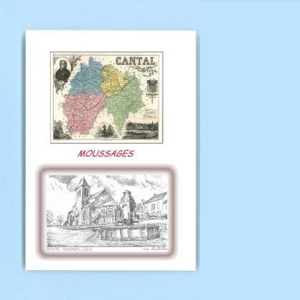 Cartes Postales impression Noir avec dpartement sur la ville de MOUSSAGES Titre : eglise