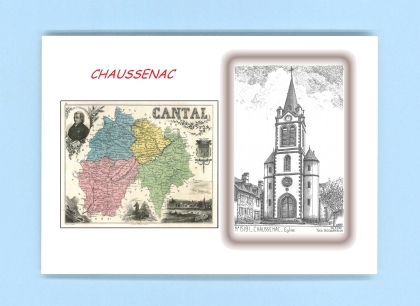 Cartes Postales impression Noir avec dpartement sur la ville de CHAUSSENAC Titre : eglise