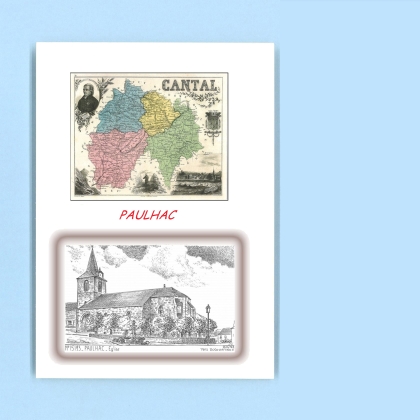 Cartes Postales impression Noir avec dpartement sur la ville de PAULHAC Titre : eglise
