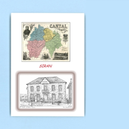 Cartes Postales impression Noir avec dpartement sur la ville de SIRAN Titre : mairie