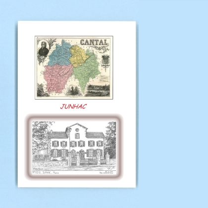 Cartes Postales impression Noir avec dpartement sur la ville de JUNHAC Titre : mairie