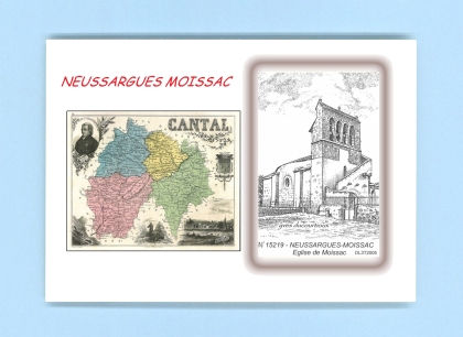 Cartes Postales impression Noir avec dpartement sur la ville de NEUSSARGUES MOISSAC Titre : eglise de moissac