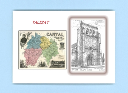 Cartes Postales impression Noir avec dpartement sur la ville de TALIZAT Titre : eglise