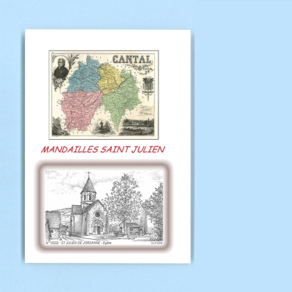 Cartes Postales impression Noir avec dpartement sur la ville de MANDAILLES ST JULIEN Titre : eglise de st julien de jordan.