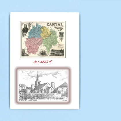 Cartes Postales impression Noir avec dpartement sur la ville de ALLANCHE Titre : eglise
