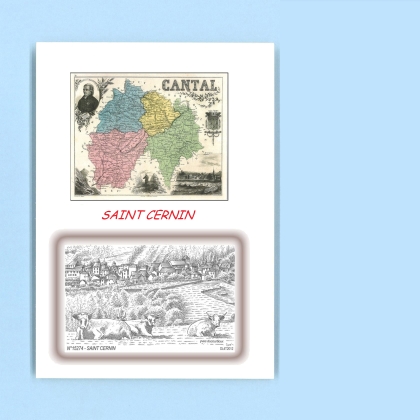 Cartes Postales impression Noir avec dpartement sur la ville de ST CERNIN Titre : vue