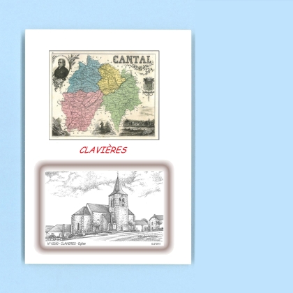 Cartes Postales impression Noir avec dpartement sur la ville de CLAVIERES Titre : eglise