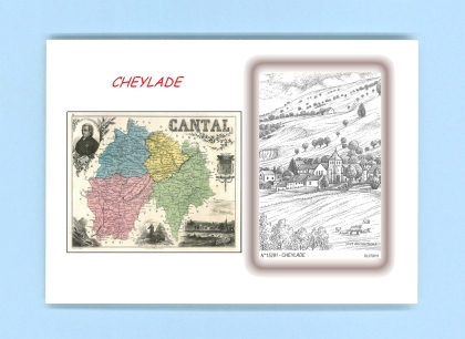 Cartes Postales impression Noir avec dpartement sur la ville de CHEYLADE Titre : vue
