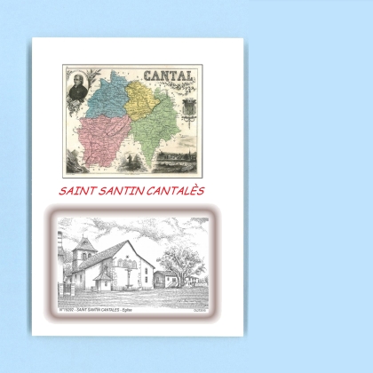 Cartes Postales impression Noir avec dpartement sur la ville de ST SANTIN CANTALES Titre : eglise