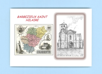 Cartes Postales impression Noir avec dpartement sur la ville de BARBEZIEUX ST HILAIRE Titre : eglise st mathias