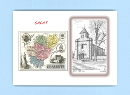 Cartes Postales impression Noir avec dpartement sur la ville de GARAT Titre : eglise