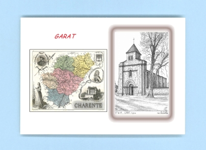 Cartes Postales impression Noir avec dpartement sur la ville de GARAT Titre : eglise