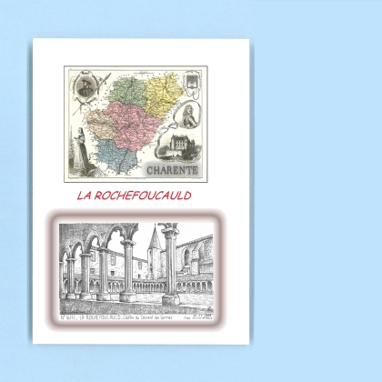 Cartes Postales impression Noir avec dpartement sur la ville de LA ROCHEFOUCAULD Titre : cloitre du couvent des carmes