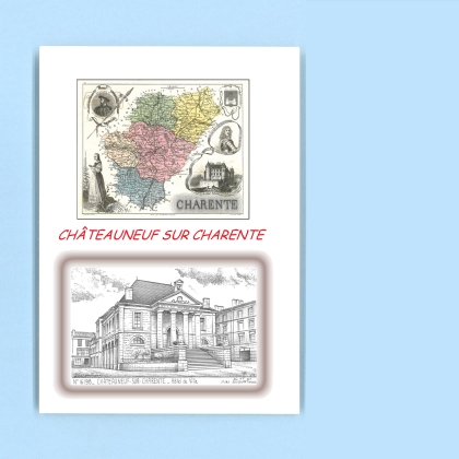 Cartes Postales impression Noir avec dpartement sur la ville de CHATEAUNEUF SUR CHARENTE Titre : hotel de ville
