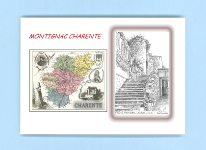 Cartes Postales impression Noir avec dpartement sur la ville de MONTIGNAC CHARENTE Titre : porte