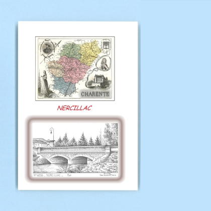 Cartes Postales impression Noir avec dpartement sur la ville de NERCILLAC Titre : pont