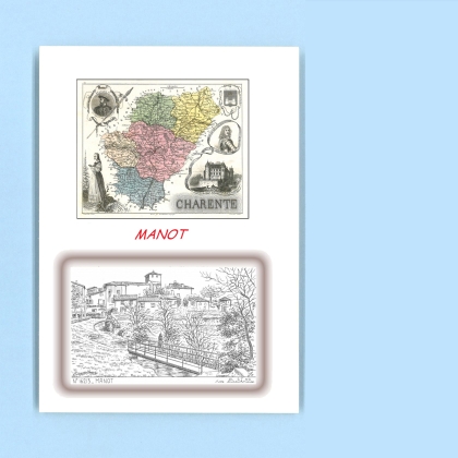 Cartes Postales impression Noir avec dpartement sur la ville de MANOT Titre : vue
