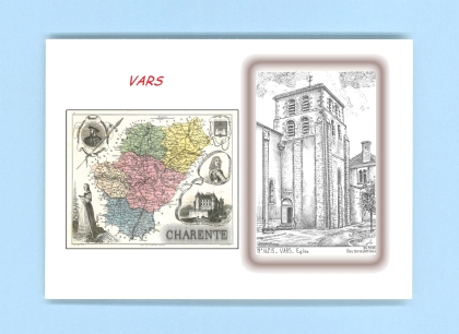 Cartes Postales impression Noir avec dpartement sur la ville de VARS Titre : eglise