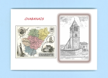 Cartes Postales impression Noir avec dpartement sur la ville de CHABANAIS Titre : eglise