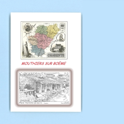 Cartes Postales impression Noir avec dpartement sur la ville de MOUTHIERS SUR BOEME Titre : lavoirs