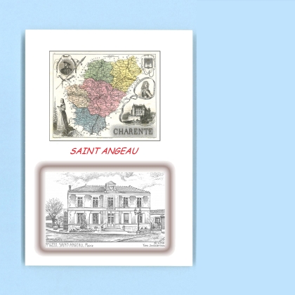 Cartes Postales impression Noir avec dpartement sur la ville de ST ANGEAU Titre : mairie