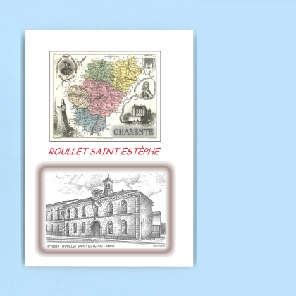 Cartes Postales impression Noir avec dpartement sur la ville de ROULLET ST ESTEPHE Titre : mairie