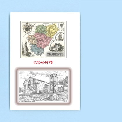 Cartes Postales impression Noir avec dpartement sur la ville de VOUHARTE Titre : eglise