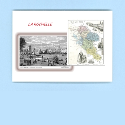 Cartes Postales impression Noir avec dpartement sur la ville de LA ROCHELLE Titre : vue