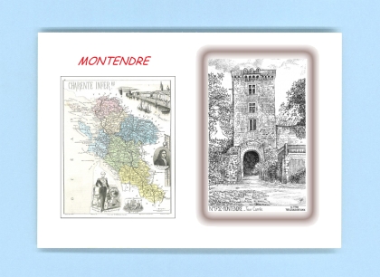Cartes Postales impression Noir avec dpartement sur la ville de MONTENDRE Titre : tour carree