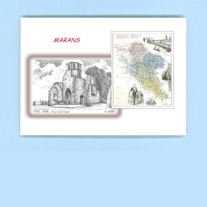 Cartes Postales impression Noir avec dpartement sur la ville de MARANS Titre : prieure st etienne
