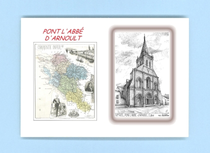 Cartes Postales impression Noir avec dpartement sur la ville de PONT L ABBE D ARNOULT Titre : eglise