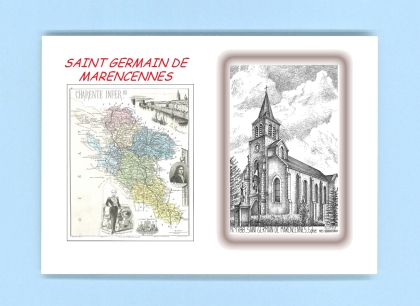 Cartes Postales impression Noir avec dpartement sur la ville de ST GERMAIN DE MARENCENNES Titre : eglise