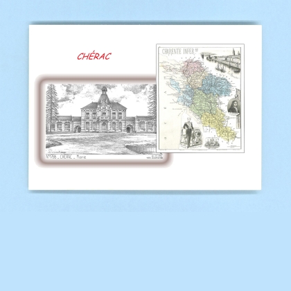 Cartes Postales impression Noir avec dpartement sur la ville de CHERAC Titre : mairie