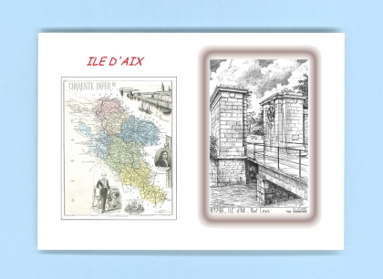 Cartes Postales impression Noir avec dpartement sur la ville de ILE D AIX Titre : pont levis