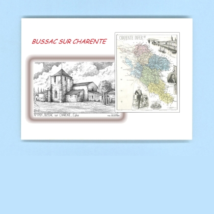 Cartes Postales impression Noir avec dpartement sur la ville de BUSSAC SUR CHARENTE Titre : eglise