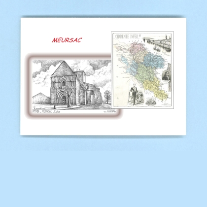Cartes Postales impression Noir avec dpartement sur la ville de MEURSAC Titre : eglise