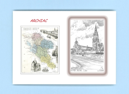 Cartes Postales impression Noir avec dpartement sur la ville de ARCHIAC Titre : eglise