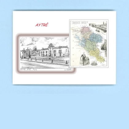 Cartes Postales impression Noir avec dpartement sur la ville de AYTRE Titre : mairie