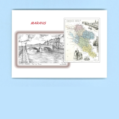 Cartes Postales impression Noir avec dpartement sur la ville de MARANS Titre : pont de pierre