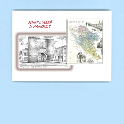 Cartes Postales impression Noir avec dpartement sur la ville de PONT L ABBE D ARNOULT Titre : porche