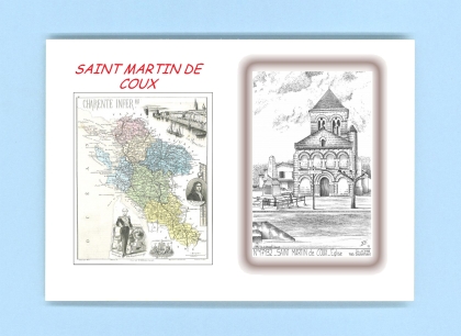 Cartes Postales impression Noir avec dpartement sur la ville de ST MARTIN DE COUX Titre : eglise