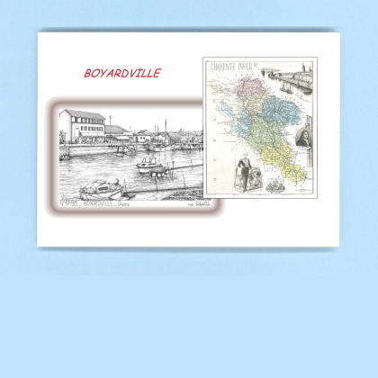 Cartes Postales impression Noir avec dpartement sur la ville de BOYARDVILLE Titre : quais
