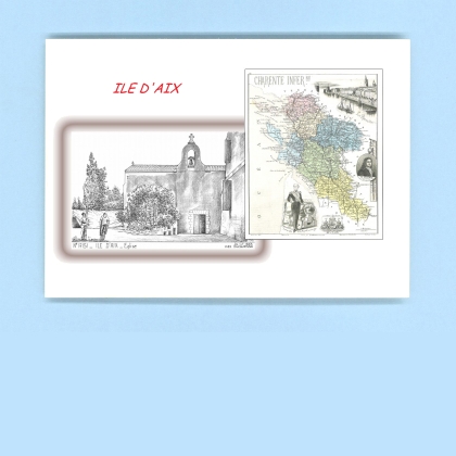 Cartes Postales impression Noir avec dpartement sur la ville de ILE D AIX Titre : eglise