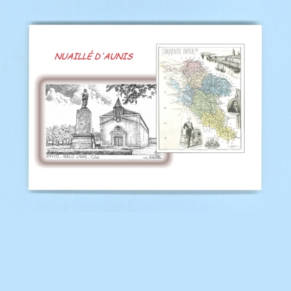 Cartes Postales impression Noir avec dpartement sur la ville de NUAILLE D AUNIS Titre : eglise