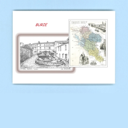 Cartes Postales impression Noir avec dpartement sur la ville de BURIE Titre : lavoir