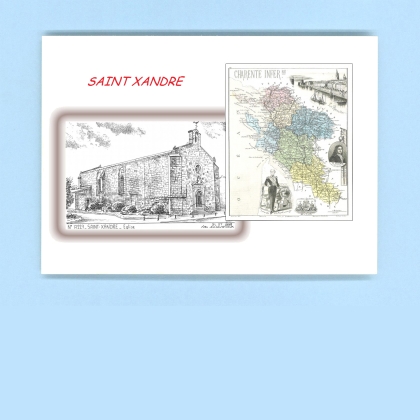 Cartes Postales impression Noir avec dpartement sur la ville de ST XANDRE Titre : eglise