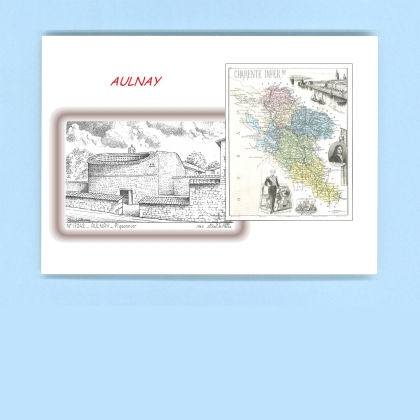 Cartes Postales impression Noir avec dpartement sur la ville de AULNAY Titre : pigeonnier